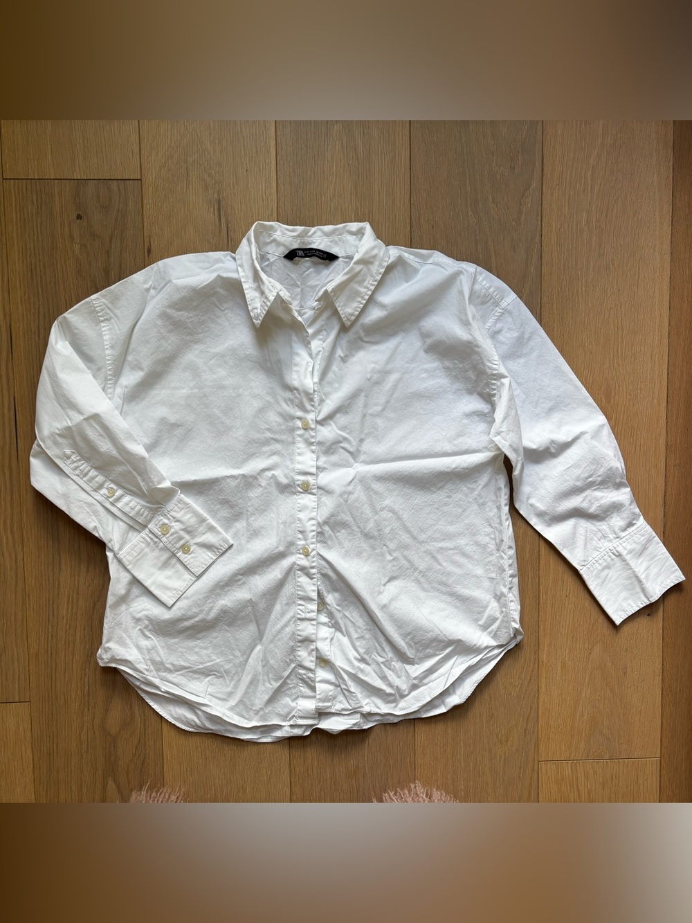Zara White Cotton Button-Down Shirt